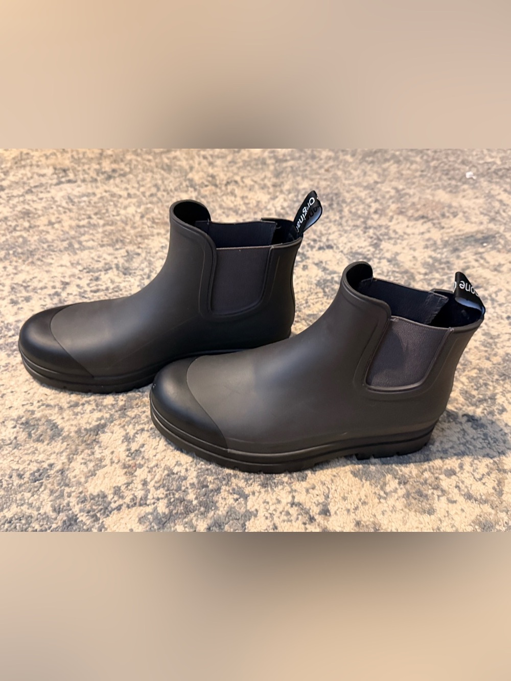 Women’s Black/Gray Rain Ankle Boots - Lightweight Waterproof Size 7
